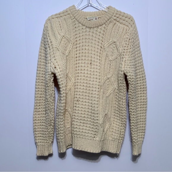 Vintage GAELTARRA Handloomed Aran 100% Pure New Wool Fisherman Sweater - Picture 1 of 12